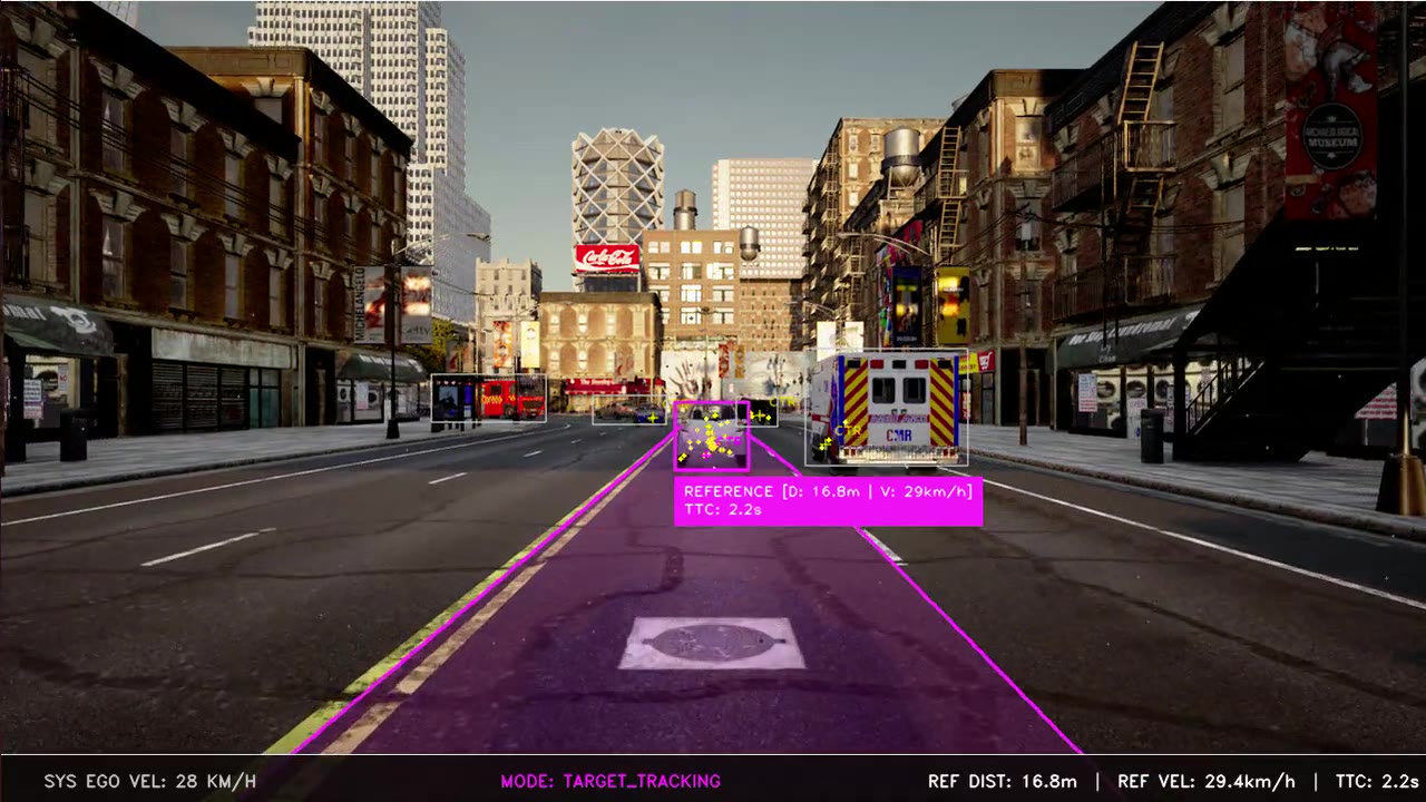 Simulación de control de crucero adaptativo en ciudad